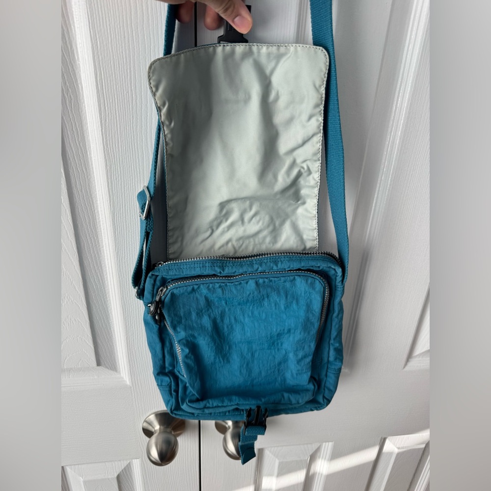 Kipling Teal Blue Green Crossbody Messenger Bag Lightweight Nylon Travel Purse - Picture 5 of 8